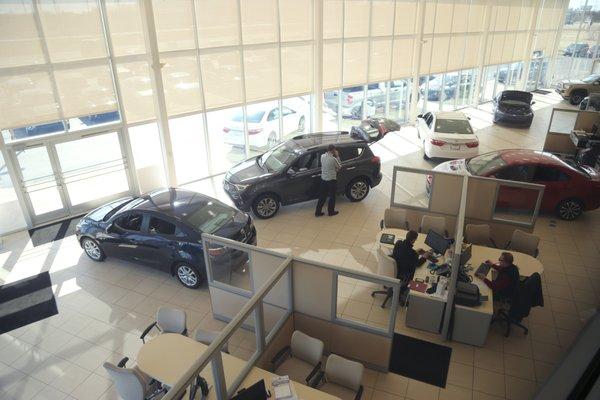 We offer a large, contemporary showroom featuring many models indoors, out of the elements, for your consideration.