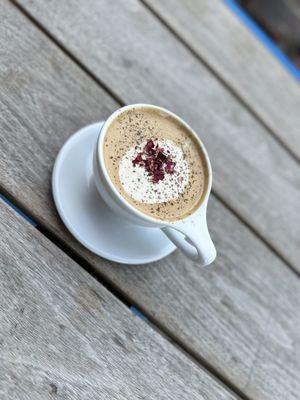 Pistachio rose latte