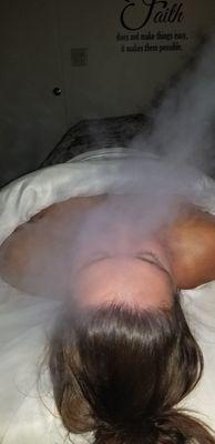 Steaming is a one part of the facial to open up pores for a  thorough cleansing