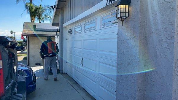 Spraying the garage