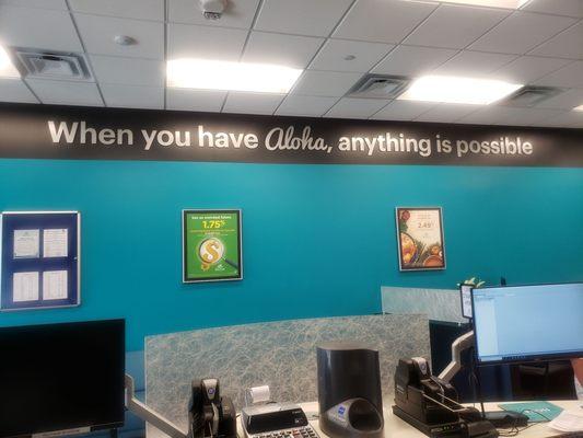 Love the interior of the credit union, as well as the beautiful sign that says - "When you have ALOHA, anything is possible!"