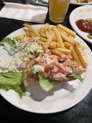 Lobster roll fries and coleslaw