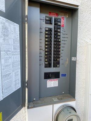 Existing panel with an extra space for a new circuit