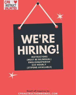 Currently hiring instructors