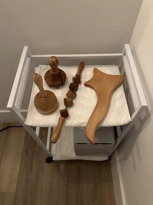 Wood tools, used in the lymphatic detox massage