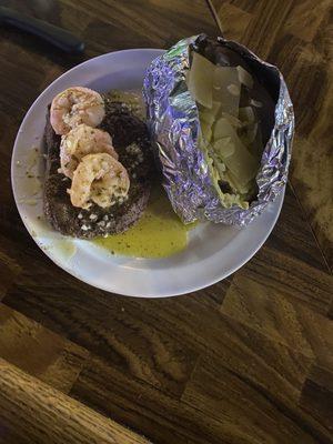 Steak & Shrimp with Baked Potato