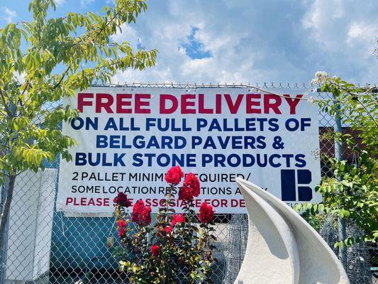 Free delivery on all full pallets of Belgard Pavers & Bulk Stone products