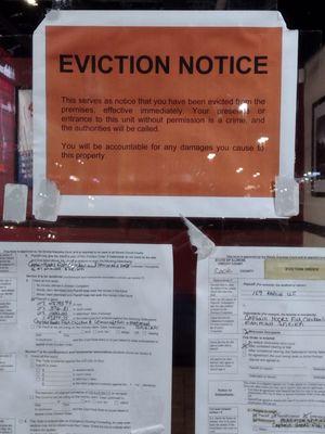 Eviction Notice For Captain Hooks & Fish Markham Location