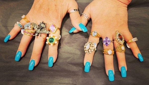 Handfuls of costume jewelry rings available at MARQUIS ETC. Come see what's new this week.