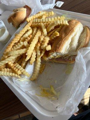 Turkey sub with French fries