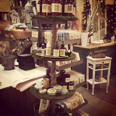 Three French Hens. This is a display of just one of the vendors, it's Wild Earth Apothecary!!