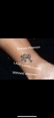 Example of gang tattoo shared by Lomita officers.