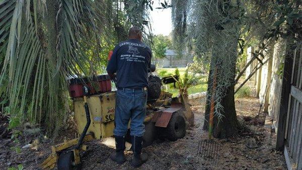 He finally got to a point where he could actually grind what was left of the stump. 10/11/16