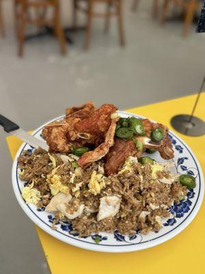 Spicy Pork Chops Lunch w/ chicken fried rice