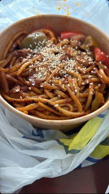 Uyghur style Boso Lagman (Fried Noodles) with chicken