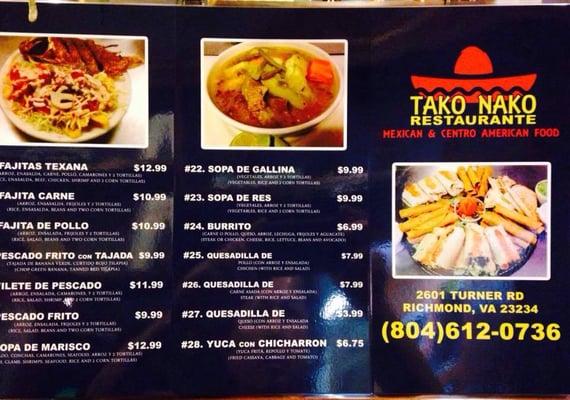 tako nako  menu