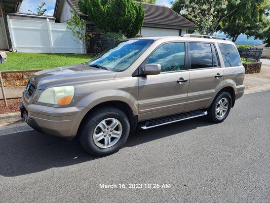 Sai fixed the rust and repainted my wife's 2003 Honda Pilot. Terrific job Sai!