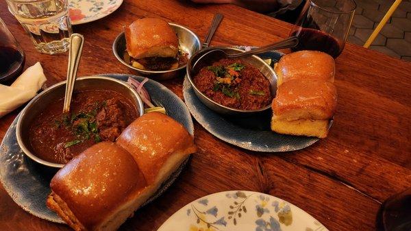 Goat brain,  keema and vada pao