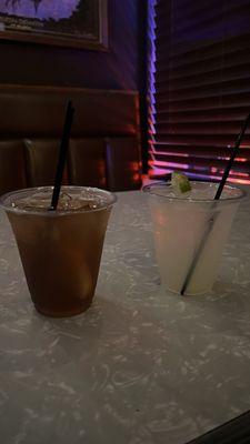 Long Island iced tea and house margarita.