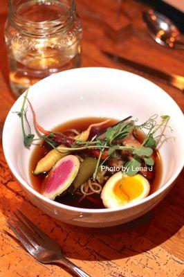 Vegetarian 1st course from Duck, Buck, Grouse - vegetarian ramen