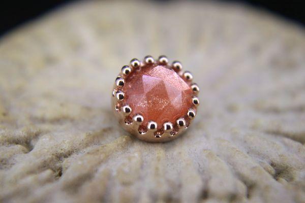 Beautiful 14k Rose gold Oregon Sunstone Crown Prong from BVLA.