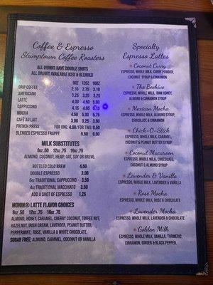 Menu options. I heard they had crepes but they no longer do. Hopefully that returns.