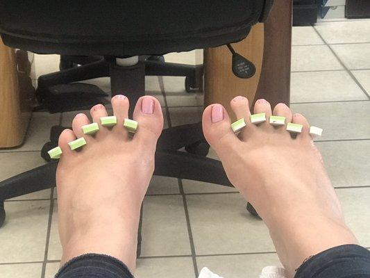 Pedicure by Nancy and massage with color by her daughter