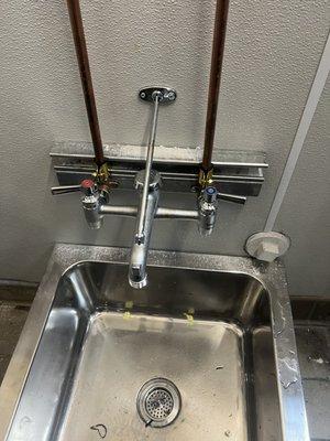 Mop sink faucet install