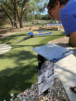 Informational plaques at every hole to learn more about important WWII events!