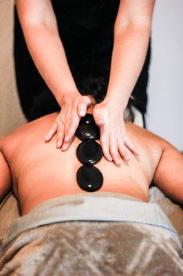 hot stone, relaxation, and deep tissue massage