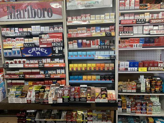 Good prices on all cigarettes, great selection for wraps and backwoods. All low prices compared to what I see in the area!