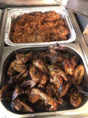 Smoked wings and pulled chicken