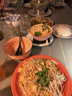 Pad Thai in front, Curry behind