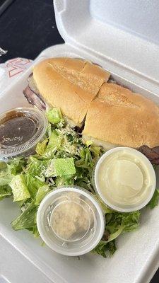 French Dip with a side salad.