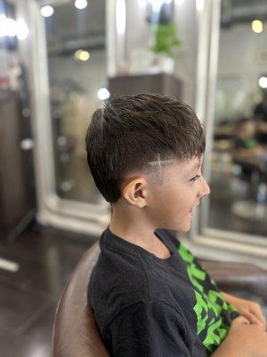 Kids cut mullet style taper