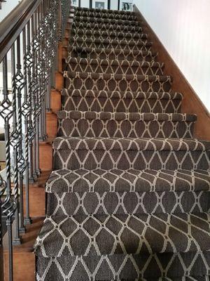 PATTERNED CARPET ON STAIRS. LOS ALTOS