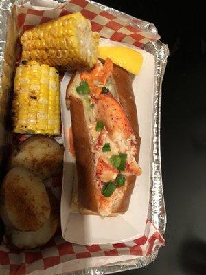 Lobster Roll with Corn and Potato Boil