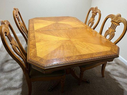 Deco dining room table 67" x 43" and four chars