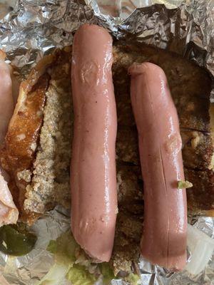 Raw hot dogs