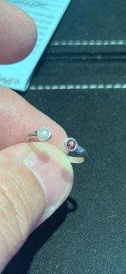 Hand made ring with birthstones