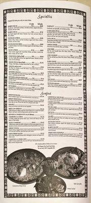 Menu - Specialties, Seafood