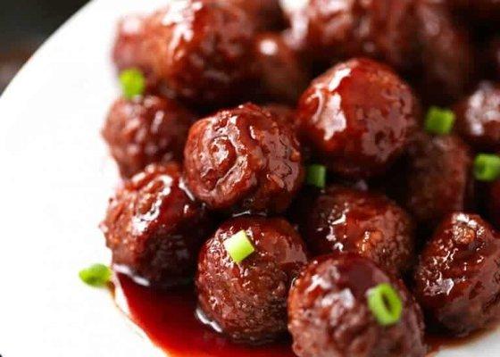 Cranberry Glazed Meatballs on our November 2024 menu