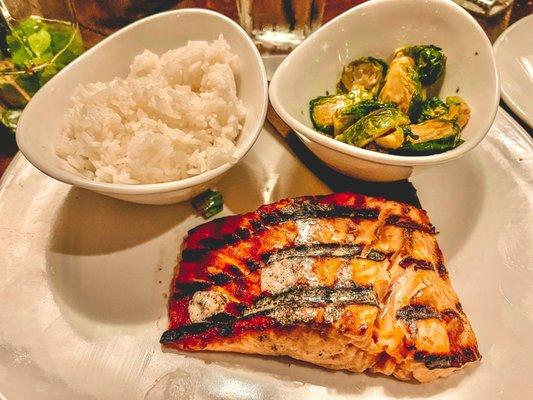 Salmon* Roasted Brussels Sprouts Jasmine Rice