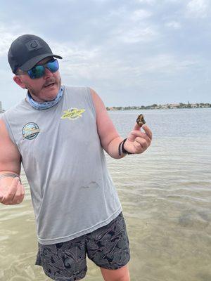 Teaching us about the different crabs etc