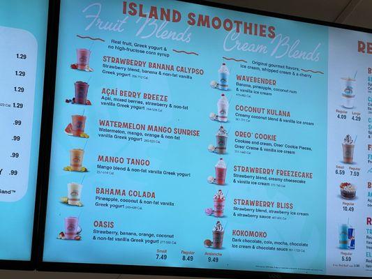 Just the smoothie menu