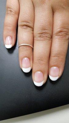 HORRIBLE crooked, uneven, and left empty nail showing