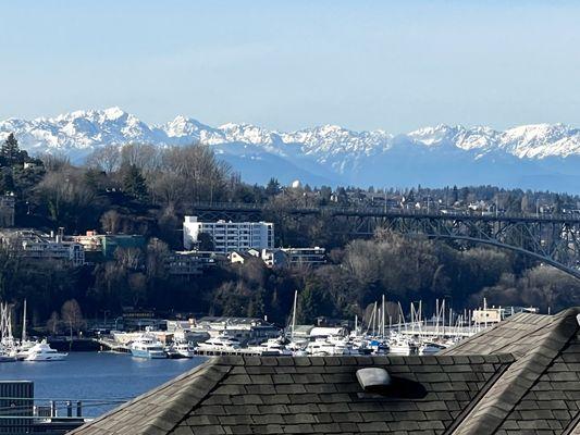 Olympic mountains view off balcony