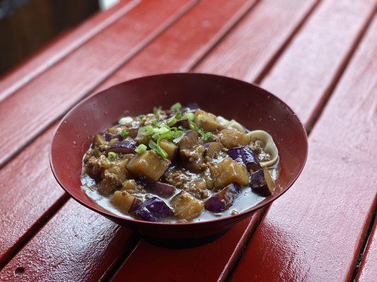 D7. Noodle with Minced Pork and Eggplant Sauce