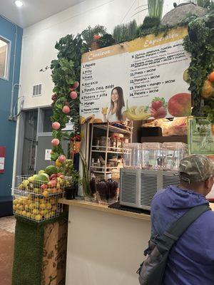 Juice and smoothie menu.