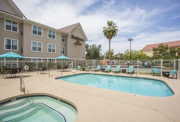 Outdoor pool and hot tub